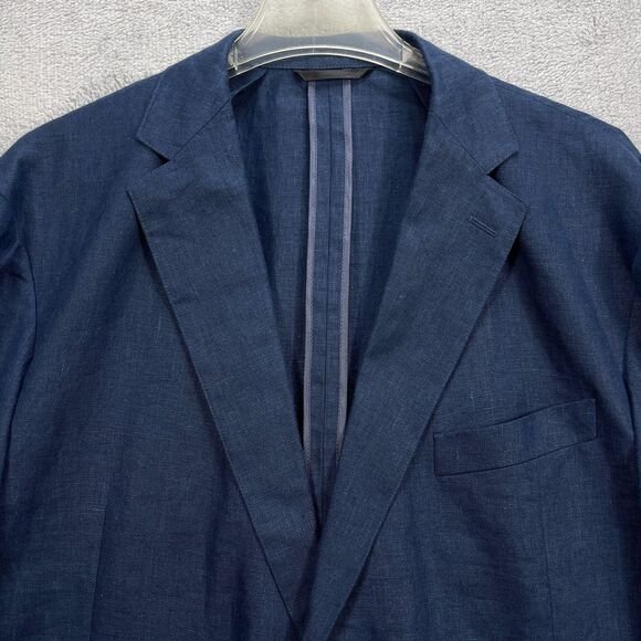 Sene Studio Blazer Jacket Mens 52R Blue Single Breasted Linen Formal - Picture 3 of 15